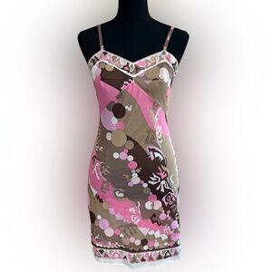 Emilio Pucci Pink and Tan Patterned Fabric